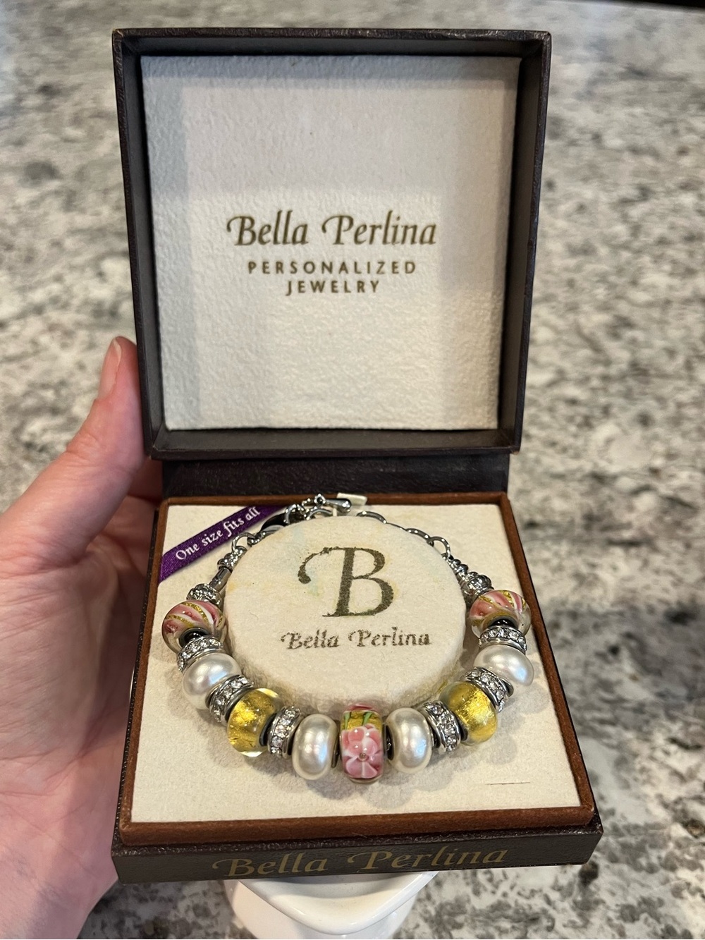 Bella Perlina Charm Bracelet Yellow & Pink New